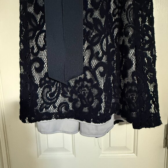 Betsy & Adam Lace Blue Floral Evening Dress Prom Homecoming Sz 10 - Picture 4 of 10